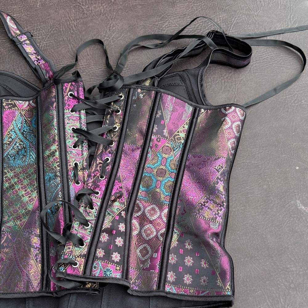 Source Unknown Multicolor Patchwork Bustier Corse… - image 6